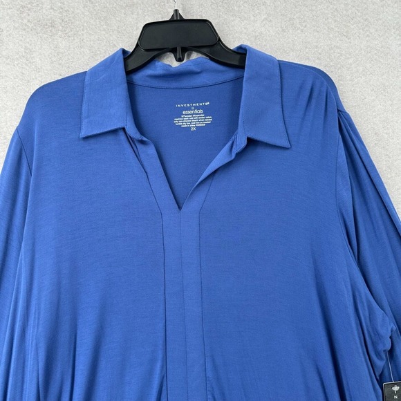 NWT Investments II Essentials Tunic‎ Top Womens 2X Blue Modal Stretch 3/4 Sleeve - Picture 3 of 11